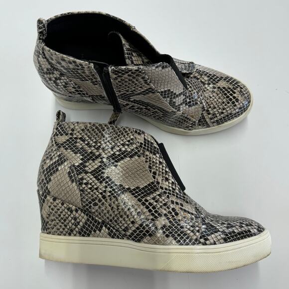 MIA Shoes‎ Womens 8.5 Christie Black Tan Snake Reptile Wedge Sneakers - Picture 1 of 12